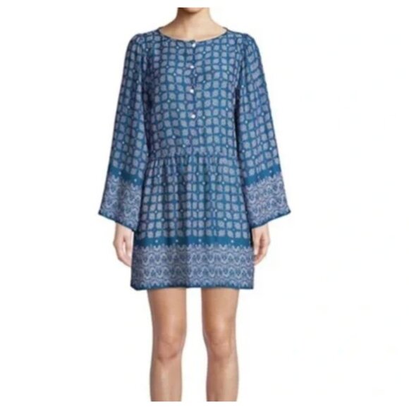 Roller Rabbit Starry Border Regine Tunic Dress Long Sleeve Mini Boho Size Small - Picture 1 of 10